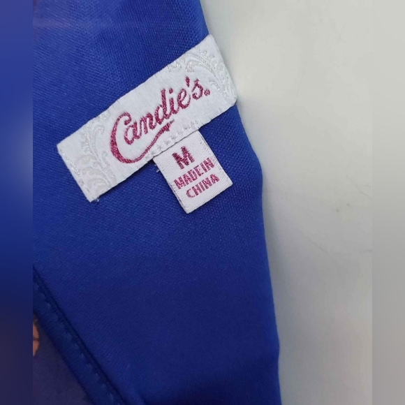 Candie's Blue Butterfly Lined Sundress Waist Defined Summer Mini Dress (S-M) - Picture 6 of 7